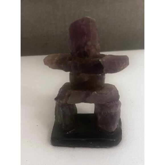 Inukshuk Amethyst Canadian Thunder Bay Carved Stone Figure Statue - Picture 5 of 8